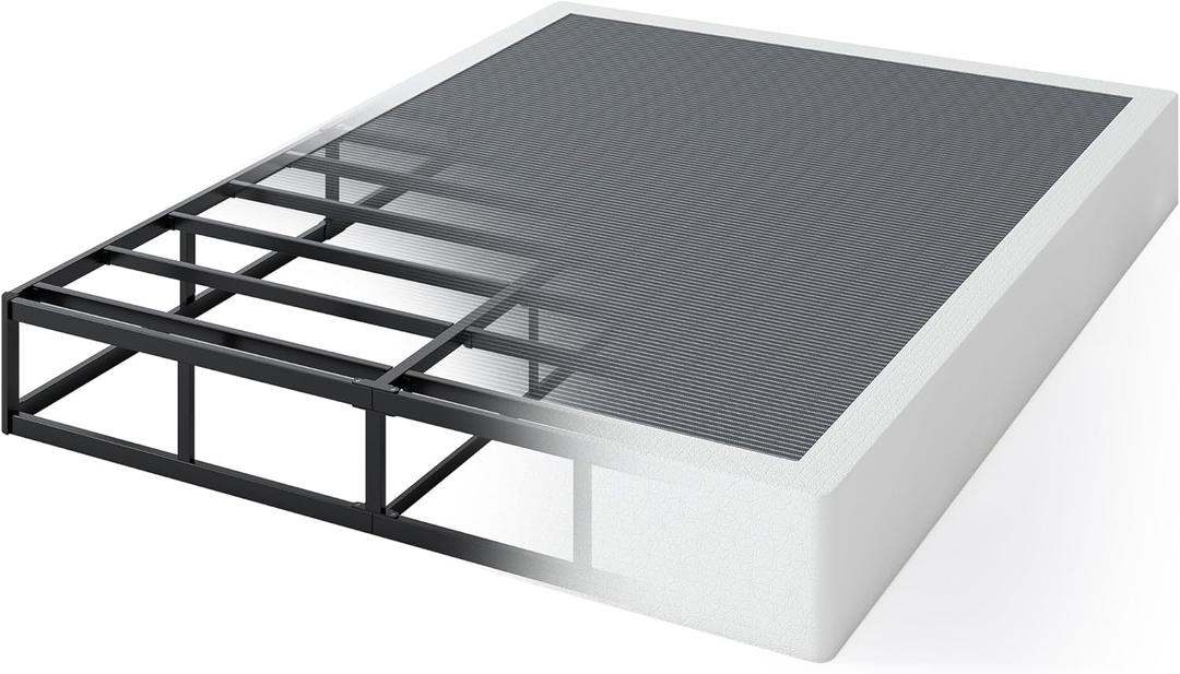 9 Inch High Profile Box Spring, Sturdy Metal Frame Mattress Foundation, Easy Assembly, Quiet & Noise-Free, Queen Size