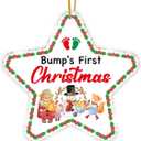 4 x Baby 1st Xmas Ornament Bump's First Christmas Star Shaped Acrylic Ornament Keepsake, Pregnancy Announcement Gifts New Parents Gifts for Couples 2024