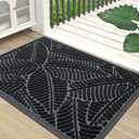 Colorxy Waterproof Doormat, Sturdy Natural Rubber Front Indoor Mat, Non Slip Low Profile Indoor Outdoor Door Mats, Stain and Fade Resistant Floor Mat, Easy Clean Patio Entrance Mat, 36''x24'', Black