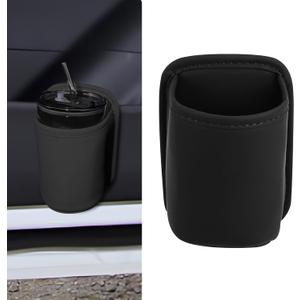 Wuyaoyao Large Car Door Cup Holder, Clip On Leather Cup Holder for Cars Door & Back Seat Pocket, Extra Vehicle Water Bottle Beverage Drink Holders Storage Organizer, Universal Car Accessories (Black)