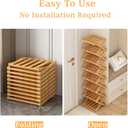 Foldable Shoe Rack, Bamboo Vertical Shoe Organizer Tall for Small Spaces. Multifunctional Narrow Shoe Shelf for Entryway, Closet, Corner, Bedroom, Hallway, Wood Color 5 Layers