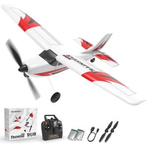 volantexrc RC Plane Trainer 3CH Remote Control Airplane with Prop Saver, 6-Axis Gyro Stabilizer & 3 Modes to Fly, Hobby Radio Controlled Aircraft RTF for Beginners & Adults (400mm, Red)