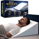 Greaton, Elevated Bed Wedge Pillow for Back Support, Acid Reflux, Leg, Neck Pain, Snoring, Triangle Pilow | Incline Shape for Improved Sleep | Chic Jacquard Cover, 7”x24”x24”, White, 24"x24"x7"