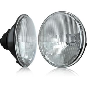 7 Inch Glass Headlight Round Lens Housing, Halogen High and Low Beam Headlight Lamp Conversion Light Assembly, 2 PCS Clear Lens 7 Inch Round Headlight Sealed Beam Glass Housing