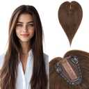 Benehair Hair Toppers for Women Real Human Hair 100% Remy Human Hair Pieces for Women with Thinning Hair Clip In 8 * 10cm Topper 10 Inch 30g Clip in Hair Extensions Dark Brown