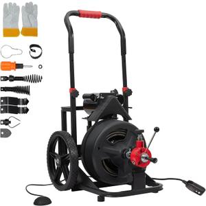 Auto Feed 100 FT1/2" Electric Drain Cleaner Machine, Drain Auger Includes 6 Cutters & Gloves, Suitable for 1 to 4 Pipes, Auto Feed Electric Sewer Snake Auger for Various Scenarios