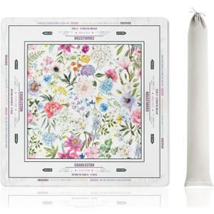Mahjong Mat (33"x33") - Non-Slip Noise Reduction Gaming Mat for American Mahjong - Flower-Carnation-12