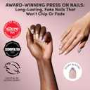 Glamnetic Press On Nails - Short Almond Fake Nails in Bright Orange with Olives, Lemons & Ceramic Designs, Salon Quality, Summer Nails | Aperitivo Hour | 15 Sizes - 30 Nail Kit with Glue