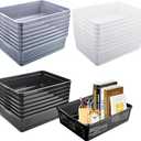 CONLI 24 Pack Plastic Storage Baskets, 13.3x9.8 in Paper Trays for Classroom Organization, Book Baskets for Library Office Home Bathroom Bedroom Storage