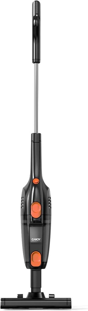 Candy Corded Stick Vacuum Cleaner, Powerful Suction Handheld Vacuum with One-Click Dust Disposal, 3-in-1 Use for Hard Floor, Ceramic Tile, 0.8 Liters Capacity, Easy Clean (Black)