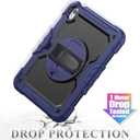 SEYMAC stock Case for iPad (A16) 11th/10th Generation 11''/10.9'' 2025/2022, Full-Body Drop Protection Case with Screen Protector &360 Rotate Hand Strap/Stand, Navy Blue