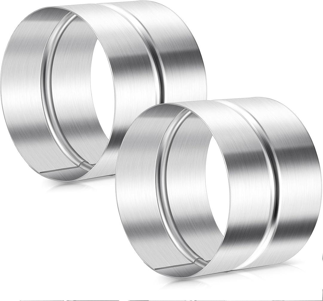 Hicarer 2 Pcs 4 Inch Galvanized Steel Duct Connector, Dryer Vent Connector, Round Coupler Extension for Ventilation, Metal Vent Coupler Metal Hose Coupling Pipe Duct Extension, Silver