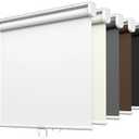 LazBlinds No Drill Cordless Roller Shades, 25x72, White | 100% Blackout Roller Blinds for Windows, Thermal Insulated UV Protection Waterproof Roll Up Window Blinds and Shades