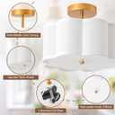 Bargeni Semi Flush Mount Ceiling Light,13 inch Modern Ceiling Light Fixture with Flower-Shaped White Fabric Shade,Gold Light Fixtures Ceiling Mount for Bedroom,Kitchen,Living Room,Hallway,and Entryway