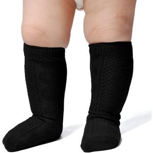 EPEIUS Unisex-Baby Seamless Ribbed/Cable Knit Knee High Socks (Pack of 3/6) (4-6 Years)