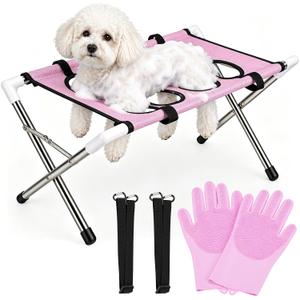 Dog Grooming Hammock Stand, Foldable Pet Bath Holder Sling Shower Chair