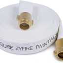 ZYfire Fire Hose - 1-1/2" ID x 50 FT Double Jacket TPU Firefighter Hose with M x F NPSH Brass Couplings 1200 PSI Burst Pressure Lightweight for Firefighting & Residential Use