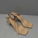Coutgo Womens Clear Heels Sandals Square Toe Ankle Strap Sexy High Heeled Stiletto Dress Shoes (Beige), Size 8.5
