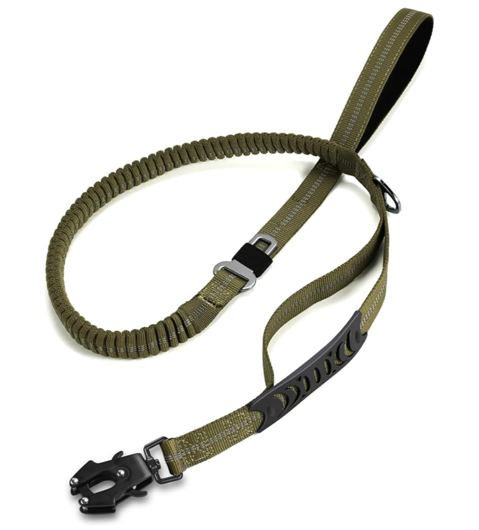 TwoEar 6FT 1IN Strong Green Dog Leash with 2 Padded Handles, Traffic Handle Extra Control, Comfortable Soft Dual Handle, Auto Lock Hook, Reflective Walking Lead for Small Medium and Large Dogs