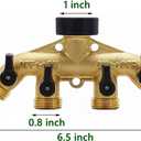Biswing 4 Way Brass Hose Splitter, 3/4" Brass Hose Faucet Manifold, Garden Hose Adapter Connector, Hose Spigot Adapter with 4 Valves
