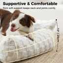 Made4Pets Cat Beds for Indoor Cats, Cat Couch Bed, Soft Faux Fur Checkered Pet Sofa, Calming Fluffy Kitten Sofa with Supportive Foam, Removable Washable Cover with Non-Slip Base, White, Small (26x20x10'')