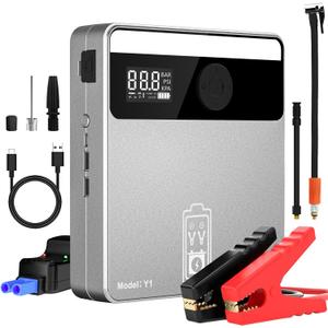Jump Starter with Air Compressor, 3000A Car Battery Jump Starter (9.0L Gas or 8.5L Diesel Engines) with 150PSI Digital Tire Inflator, 12V Portable Jump Box with LCD Screen, Emergency Light