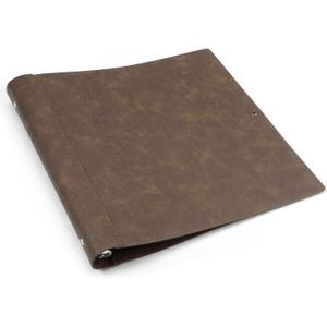 Teling 1 Pcs Leather 3 Ring Binder Holds 8.5 x 11 Inch Paper Binder Organizer Vintage Faux Leather Portfolio Folder Planner for Office Home Document Photo Diary Supplies (Vintage Brown)