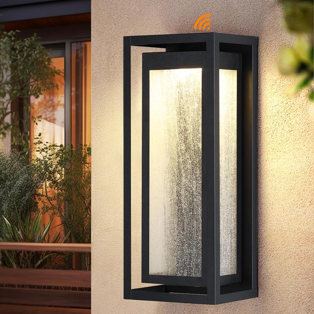 15.8'' LED Dusk to Dawn Outdoor Light Fixture, 3000K Porch Lights Outdoor Wall Lights with Bubble Glass, Industrial Exterior Lighting Farmhouse Wall Lantern Outside Sconce Lights for House Garage