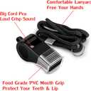 Whistle, 2 Packs Sports Whistles with Lanyard & Mouth Grip, Loud Crisp Sound, Black Plastic Whistles Ideal for Coaches, Referees, and Officials