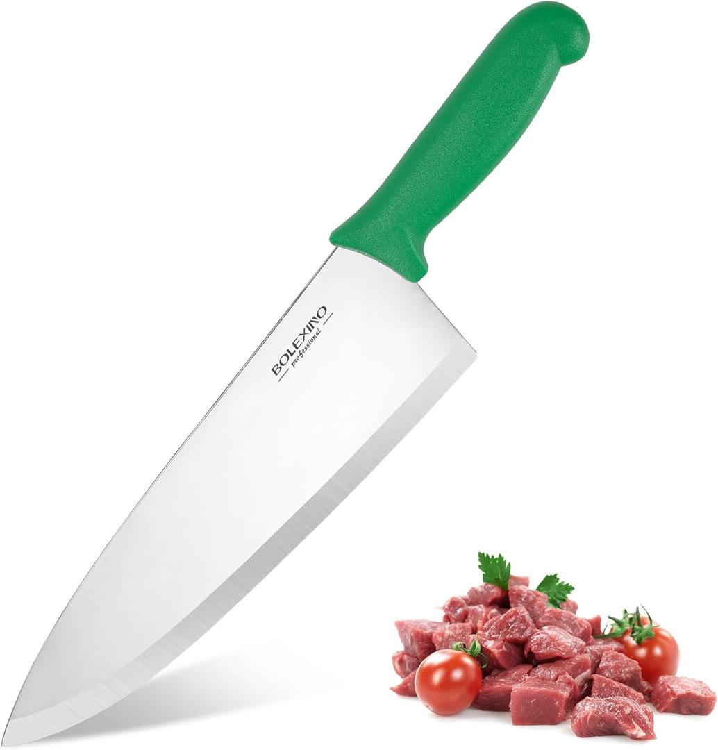 10 inch Japanese High Carbon Stainless Steel Chef Knife, Professional Sharp Wide Cook Knife with Non-slip Ergonomic Handle, for Kitchen Home Restaurant (Green)