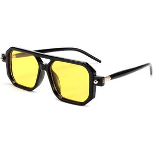 FEISEDY Vintage Square 70s Flat Aviator Sunglasses Women Men Classic Retro Stylish Frame UV400 Sunglasses B2622