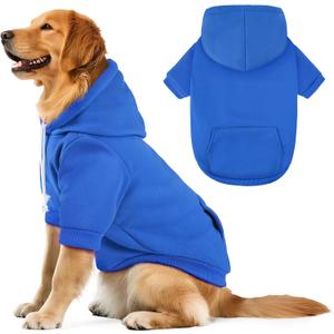 BAOBICUTE Dog Basic Hoodie Soft Dog Clothes Cold Weather Sweaters for Medium Large Dogs Cozy Fabric Warm Sweatshirt with Leash Hole (Blue, XL (Back: 24.8",Chest: 33.86", Neck: 25.2")) (X-Large (35-55 lbs))
