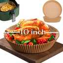 3 x 10 Inch Air Fryer Disposable Paper Liner Round, [ XXL Size] 100Pcs Parchment Paper Liners for 7QT Air Fryer, Non-stick, Food Grade Baking