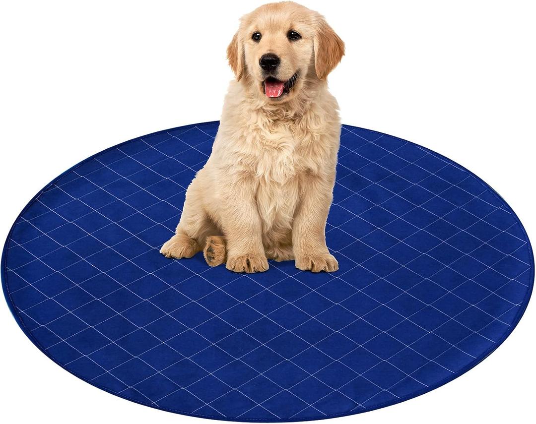Washable Pee Pads for Dogs, Reusable 36" Round Whelping Pads, Whelping Box for Dogs, Puppy Training Pads with Non-Slip Back for Playpen/Crate, Dog Housebreaking Absorption Pad