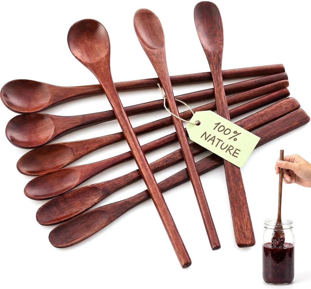 HANSGO 9PCS Wooden Honey Spoons, Mixing Coffee spoon with Long Handle for Jam Dessert Stirring