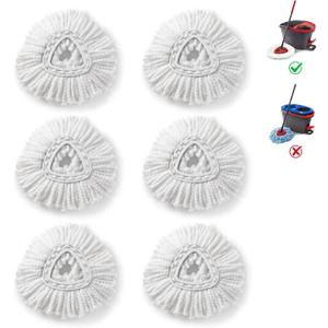 Mop Heads Replacements for O-Ceda Easy Wrin Spin System, Microfiber Refills, Easy Cleaning Mop Head Replacement White 6 Pack