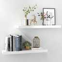 White Floating Shelves for Wall-24in Wall Mounted Display Ledge Shelves Perfect for Bedroom Bathroom Living Room and Kitchen Decoration Storage (Set of 2)
