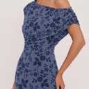 ZESICA Women's Off Shoulder Floral Formal Cocktail Wedding Guest Long Dress (Blue, M)