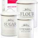 Kitchen Canisters for Countertop 2-Piece Airtight Canister Set for the Kitchen Counter with Utensil Holder Flour Sugar Containers Cream-White Magnolia Finish