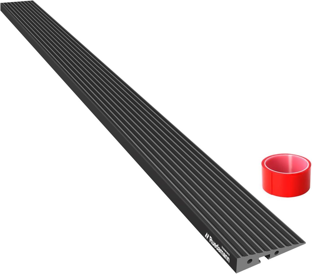 Ruedamann 0.8" Rise PVC Threshold Ramp for Doorways, 1700 lbs Load Capacity, Odor-Free & Cuttable Door Threshold Ramp for Wheelchair, Scooter, Stroller, Curb, and Tile, Indoor & Outdoor Use, Black (3/4")