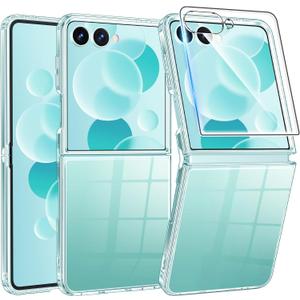 FNTCASE for Samsung-Galaxy Z-Flip-7 Clear Case: Military Grade Drop Protection Anti Yellowing Cell Phone Cover - Rugged Shockproof Protective Bumper Transparent Phonecase