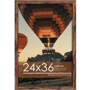 24x36 Poster Frame Brown, Poster Frames 24 x 36 inches or 24x36 Picture Frames with HD Plexiglass Durable and Scratch-proof for Horizontal or Vertical Wall Mounting, 1 Pack