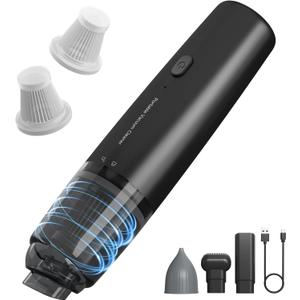 A9life Handheld Vacuum Cordless, Car Vacuum Cleaner Portable with HEPA Filter, 2 Suction Modes, Mini Hand Held Vacuum Rechargeable for Car, Home, Pet Hair, Office, Desk, Keyboards (Black)