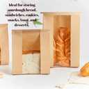 PAICUIKE 100 Pack Large Kraft Paper Bread Bags for Homemade Bread Sourdough Bags 13.7" x 8.2" x 3.5" with Tin Tie Tab Lock Clear Front Window Bakery Bag Packaging Cookie Bag with Label Seal Stickers