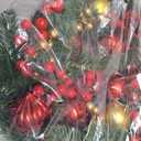 Christmas Wreath with Lights, 20 Inch Christmas Wreaths for Front Door, Large Winter Door Wreath with Ball Ornaments, Berries and Norfolk Pines, Xmas Decor for Indoor Outdoor Wall Windows