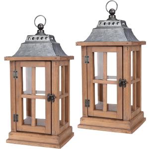 Bdor Lantern Decorative (Set of 2) - 15in IP65 Waterproof Vintage Style Candle Lantern, Decorative Lanterns for Home Decor, Indoor Outdoor, Front Porch, Garden, Farmhouse Weddings Style (No Candles) (Brown) Bdor Lantern Decorative (Set of 2) - 15in IP65 Waterproof Vintage Style Candle Lantern, Decorative Lanterns for Home Decor, Indoor Outdoor, Front Porch, Garden, Farmhouse Weddings Style (No Candles) (Brown)