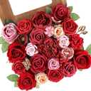 AGIRL Red Artificial Flowers Combo Fake Flowers Red Rose Silk Flowers Fake Floral Arrangements for DIY Wedding Bouquets Centerpieces Table Decor Baby Shower Home Decor