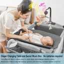 5-in-1 Pack and Play, Baby Bassinet Bedside Sleeper with U-Shaped Diaper Changer, Portable Toddler Playard for Newborn Toddlers, Baby Crib with 4 Adjustable Height, Carry Bag,Easy to Install (Grey)