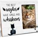 Cat Memorial Wooden Picture Frame Gifts for Loss of Cat, Angels Have Wings And Whiskers, Pet MemorialSympathy Gifts, Fits 4x6 Photo Frame (White)