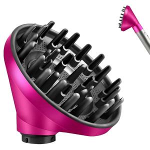 Upgraded Large Diffuser Attachment for Dyson Airwrap Styler - Converts to Hair Dryer, Faster and Define Curls, Heat Resistant Nylon Fiber Nozzle Attachments, Rose